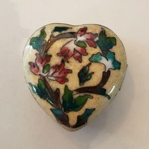 Cloisonne Heart Box, Vintage, Small Size